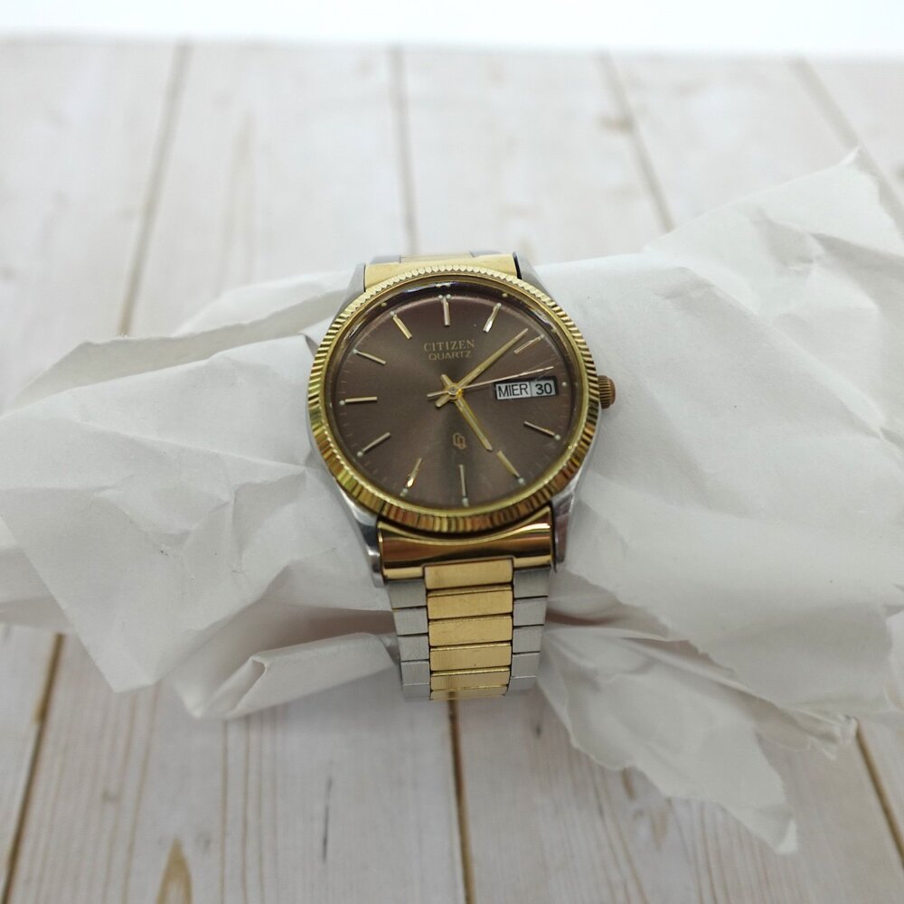 Citizen 4-711564K Quartz Wristwatch Two-tone Brown Dial 12-Hour 4-711564 K